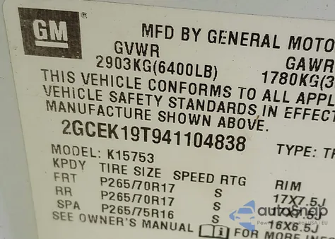 2004 Chevrolet Silverado 1500 Z71 z USA, uszkodzony, nr VIN 2GCEK19T941104838